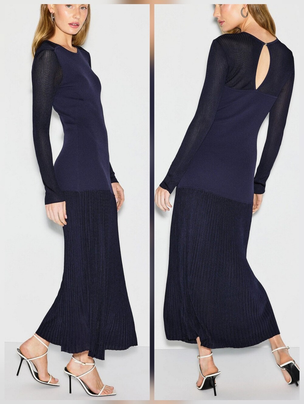 Derek Lam 10 Crosby Semi-Sheer Knit Midi Dress Crew Neck Sleeveless Size S